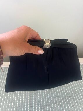 Vintage  Satin Bow Clutch with silver clasp